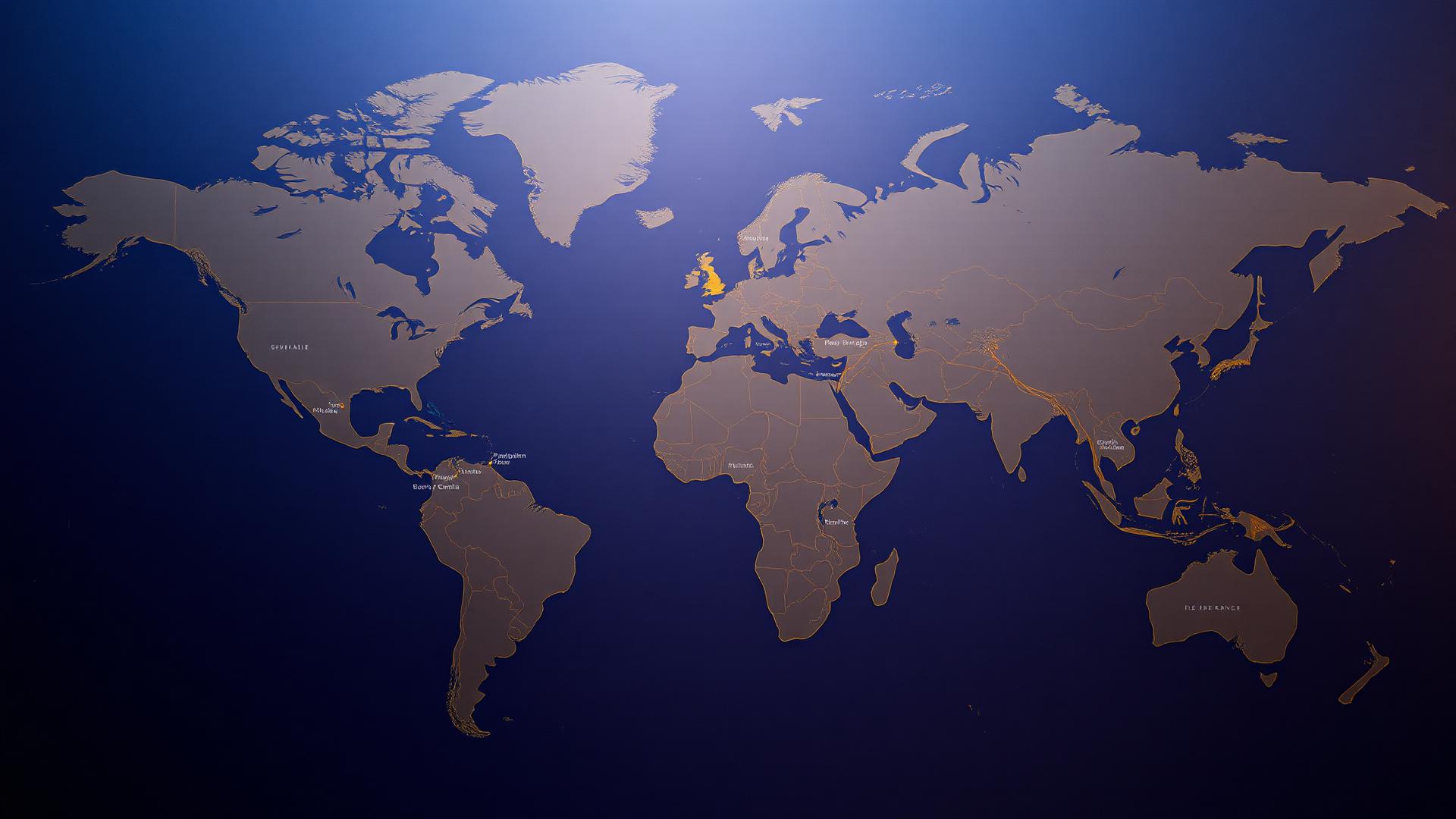 World map with travel routes